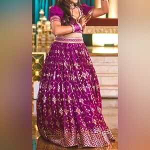3 Piece Purple & Gold Lehenga